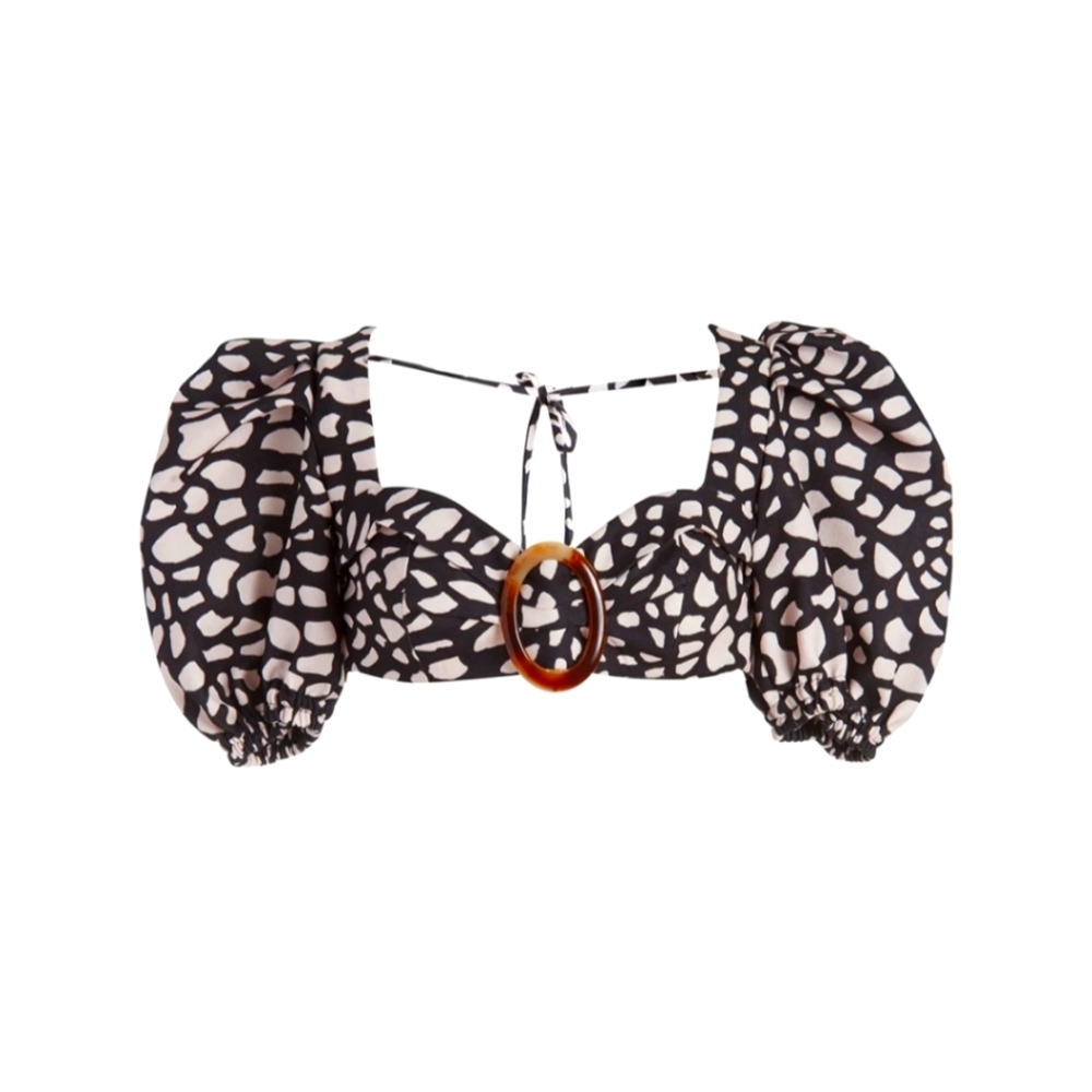 PatBo SPOTTED LINEN CROPPED TOP